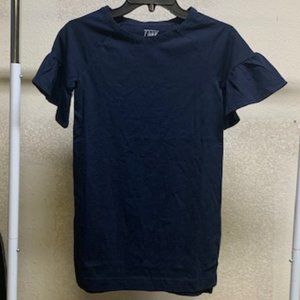 J. Crew LOOK by Crewcuts Girl's Navy Blue Ruffle Short Sleeve T-shirt S 6-7 NWOT